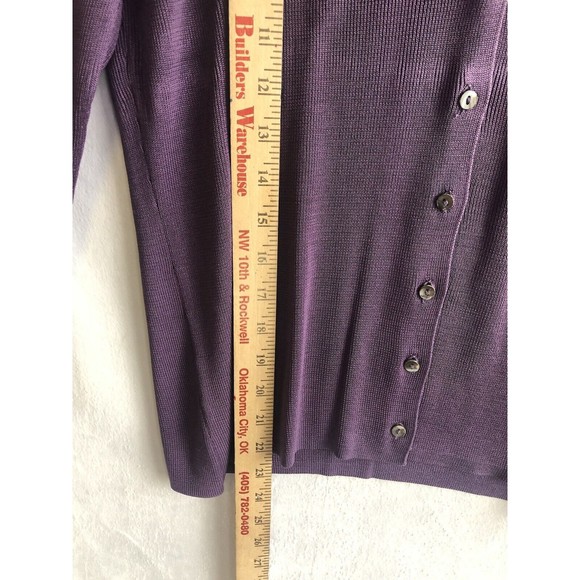 100% Silk Harold's Old School Women's Purple Cardigan Sweater Size Medium - Picture 4 of 5